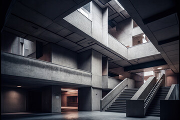 Fototapeta premium Brutalist interior design. Generative AI