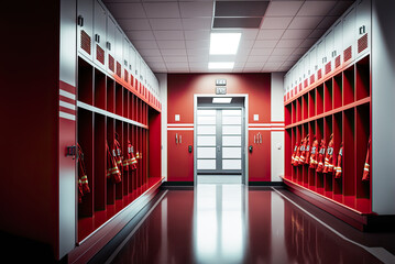 Fire department locker room. Generative AI