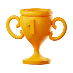 Game gold winner cup icon 3d rendering on isolated background