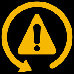 Amber vector graphic on a black background of a dashboard warning light for  a malfunction of the traction control system