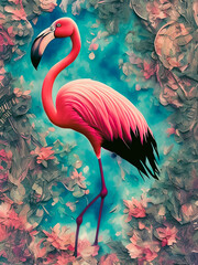 The majestic paint of a flamingo animal captures the grace and beauty of this species. Generative AI - obrazy, fototapety, plakaty