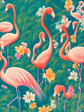 The majestic paint of a flamingo animal captures the grace and beauty of this species. Generative AI