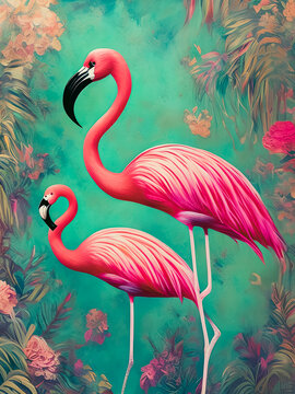 The majestic paint of a flamingo animal captures the grace and beauty of this species. Generative AI © 4K_Heaven