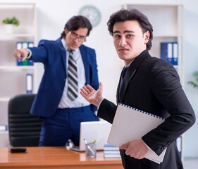 Boss and his male assistant working in the office