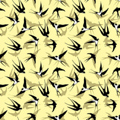 Fototapeta premium Seamless pattern of birds Swallows. Vector stock illustration eps10. 