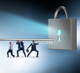 Businessmen achieving success through teamwork