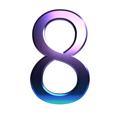 metal number 3d illustration. isolated transparent number.