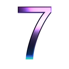 metal number 3d illustration. isolated transparent number.