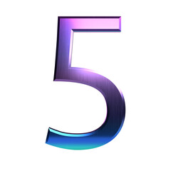 metal number 3d illustration. isolated transparent number.