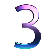 metal number 3d illustration. isolated transparent number.