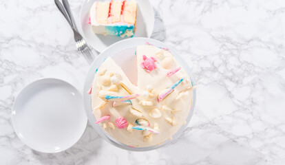 Mermaid themed 3 layer vanilla cake