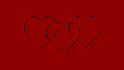 Red hearts on a red background. Card. Valentine's Day. Love. Image of a heart. Hearts. many hearts