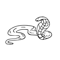 Linear sketch of a wild animal of the African savannah, the crawl cobra. Doodle reptile. Vector graphics.