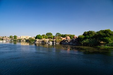 Fototapeta na wymiar Cruising in river Nile near Aswan in Egypt