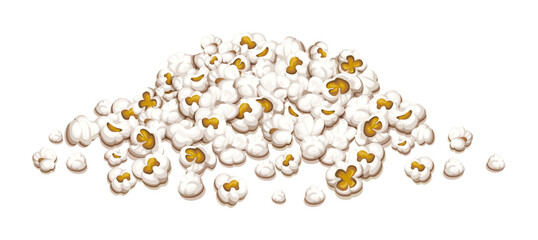 Popcorn Heap sweet or salty snack food isolated on white background. Vector illustration