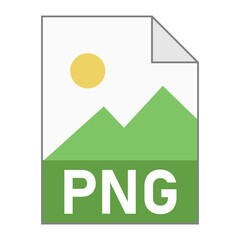 Modern flat design of PNG file icon for web