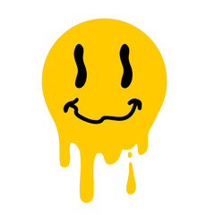 Acid smile face. Psychedelic symbol of rave