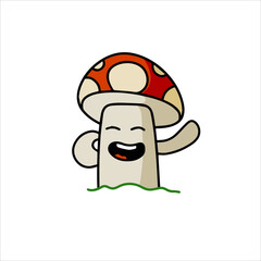Mushroom character. Funny children drawing