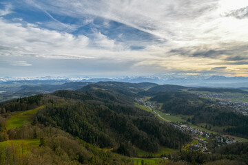 View on beautiful mountains as seen from Uetliberg in Switzerland