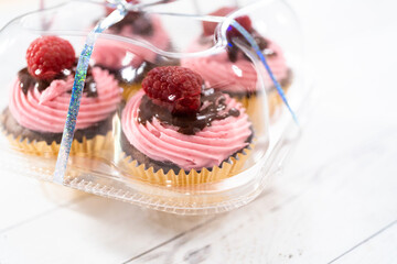 Chocolate raspberry cupcakes