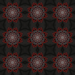 Seamless texture, tile from red gothic floral patterns. Dark seamless wallpaper for design.