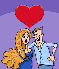 valentine card with cartoon couple in love