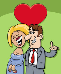 valentine card with cartoon couple in love
