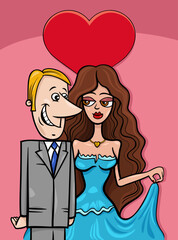 valentine card with cartoon couple in love