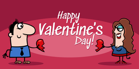Valentines Day design with cartoon couple in love