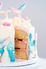 Mermaid themed 3 layer vanilla cake