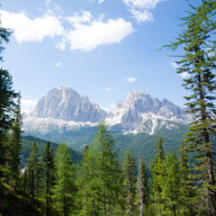 Dolomites range landscape. Summer mountain panorama