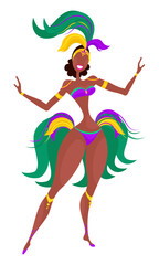 Brazilian Carnival Girl. Feather Samba dance costume. Girls from Brazil.