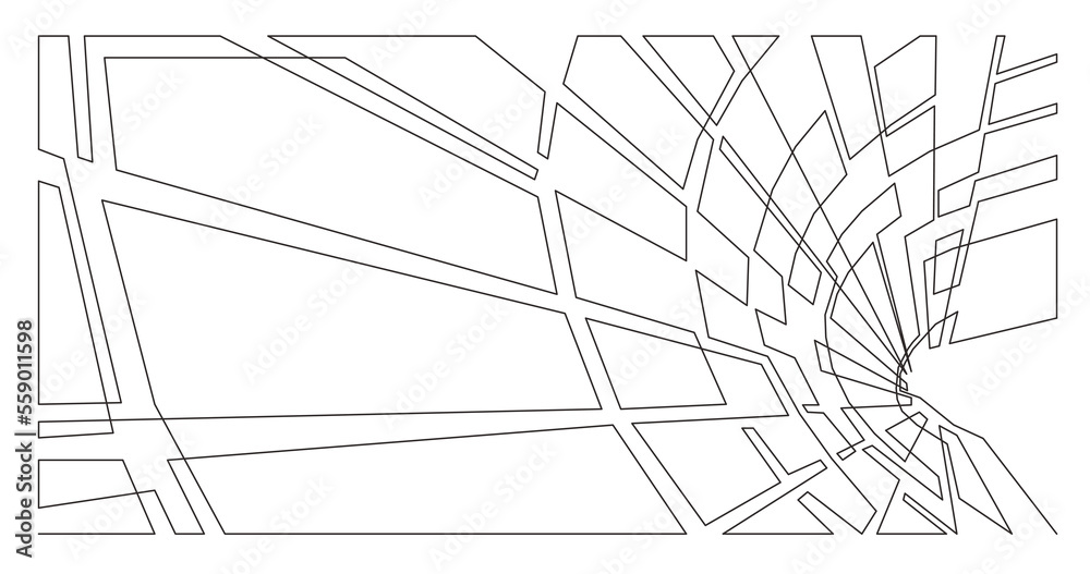 Wall mural abstract futuristic linear single line png image with transparent background