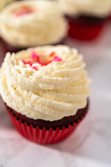 Red Velvet Cupcakes with White Chocolate Ganache Frosting