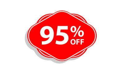 95 offer tag discount vector icon stamp