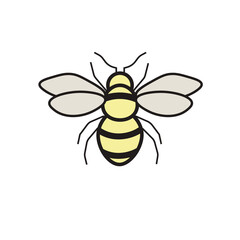 Vector image of a yellow bee. Element for honey logo