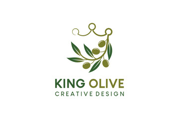 Olive king logo design with crown concept