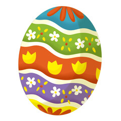 cartoon happy easter scene with colorful easter egg isolated illustration for children