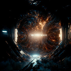Fototapeta na wymiar Space portal, space view, event horizon. Universe of Interstellar. High quality illustration