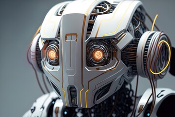 White robotic head. Ai concept. Generative AI.