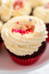 Red Velvet Cupcakes with White Chocolate Ganache Frosting