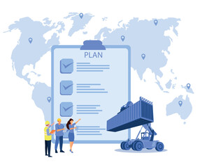 Logistics and shipping of container truck at ship port for business Container Cargo ship and cargo plane with crane bridge working at shipyard at sunrise, logistics import export and shipping