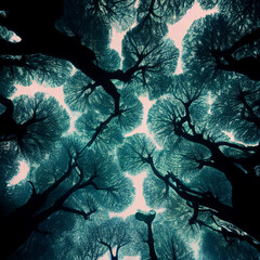 Crown shyness trees landscape forest tree crown treetops