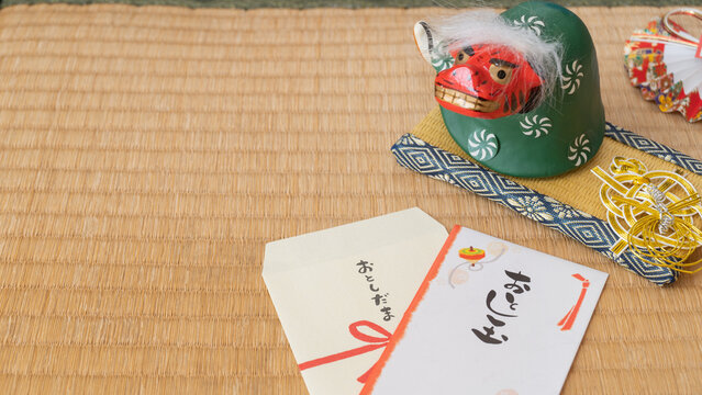 日本のお正月イメージ｜お年玉・獅子舞・水引
