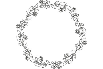 Flower Wreath - Flower Vector Frame - Floral Illustration Graphic - Wild Flowers - Leaf - Leaves - Collection - Nature - Transparent - Isolated - Illustrator - AI EPS SVG PNG JPG	