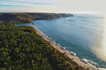 Fototapeta na wymiar Aerial view over playa cabuyal , Costa RICA