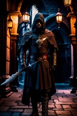 Dangerous sneaky shady Assassin character. Generative AI