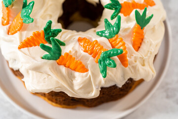 Carrot bundt cake with cream cheese frosting