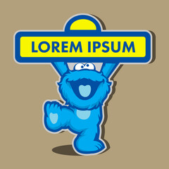 Cute monster mascot cartoon logo design illustration vector