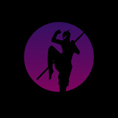 Obraz premium The ninja white purple sun logo